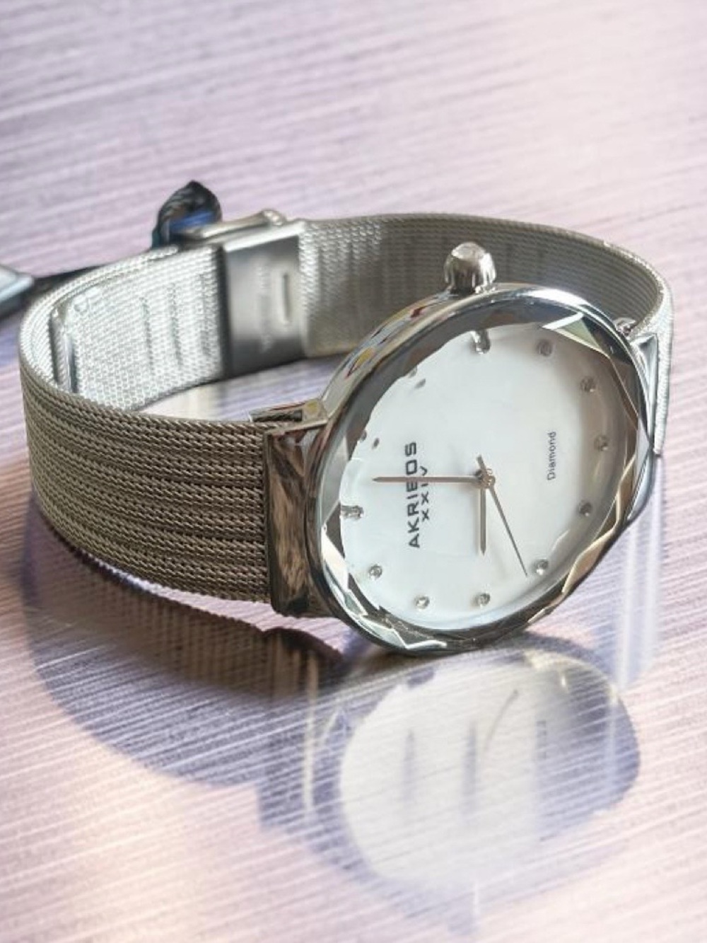 Akribos XXIV Quartz Diamond White MOP Dial Ladies Watch AK1009SS